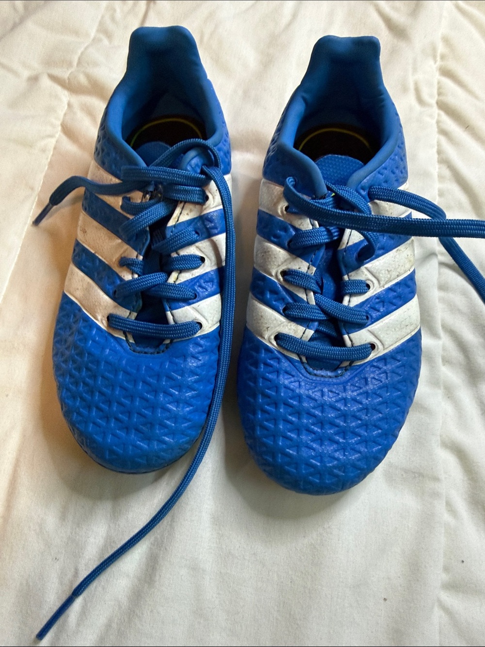 adidas Kids Blue Soccer Sneakers with White Stripes
